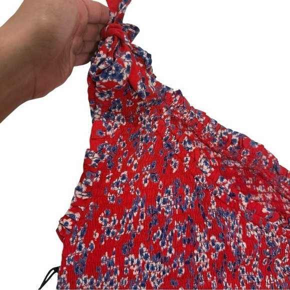 NWT Japan Red & Blue Floral Casual Sleeveless Top Size Small - Picture 3 of 8